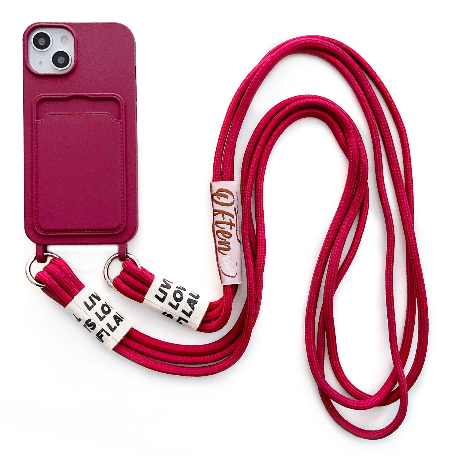 For iPhone 13 6.1 inch Liquid Silicone Card Slot Phone Case Anti-Scratch Shockproof Cover with Long Strap For iPhone 13 6.1 inch Liquid Silicone Card Slot Phone Case Anti-Scratch Shockproof Cover with Long Strap